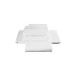 Satinvævet smal strib babydynebetræk, hvid, Geismars Væverier