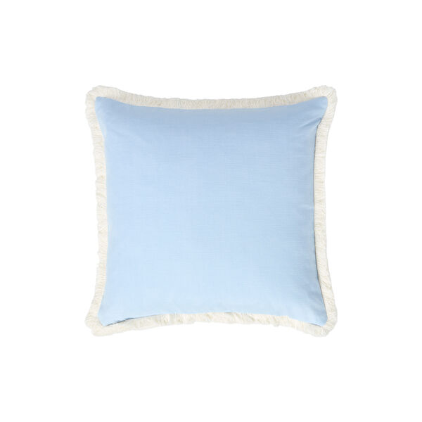 Linen Blend Fringe Pillow Cover, blue, Lexington
