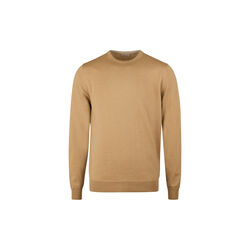 Sweater Knitted Crew Neck With Patch Merino Wool, beige, Stenströms
