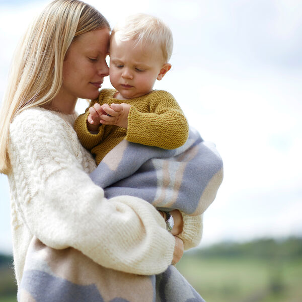 FUGL OG FISK Half Size Throw, grey/beige, R&oslash;ros Tweed