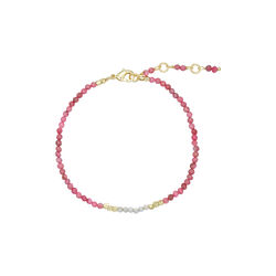 Lea armb&aring;nd m. &aelig;delstene, goldplated/rhodolite, Pure by Nat