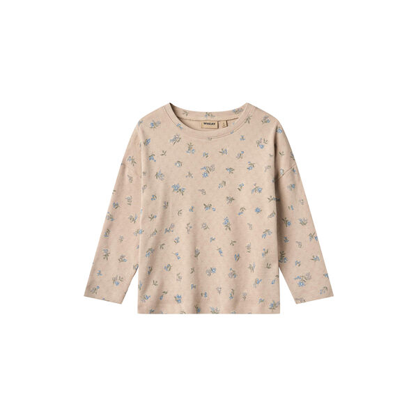 T-shirt L/S Thilda, warm sand flowers, Wheat