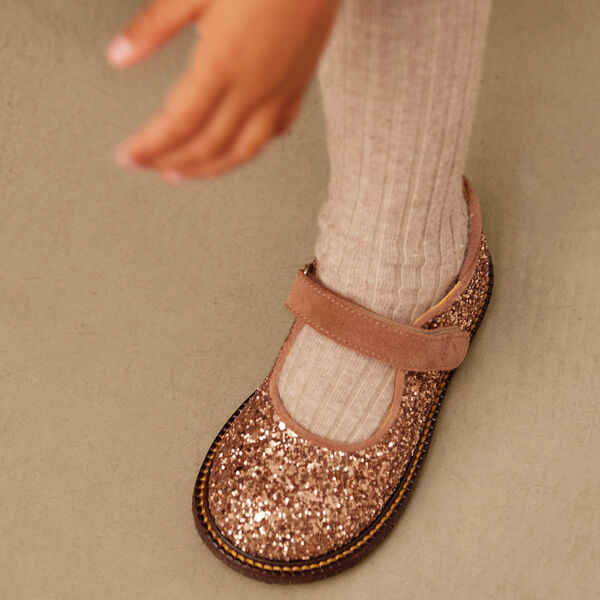 Tullesko i funklende glitter, clay glitter/clay, ANGULUS