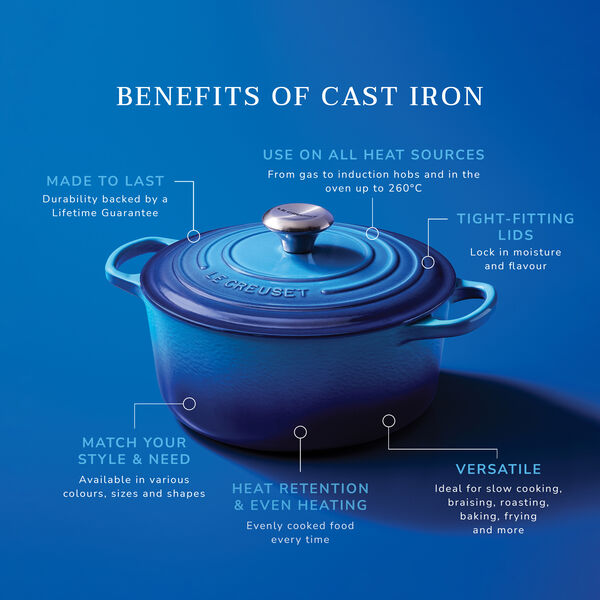 Signature rund st&oslash;bejernsgryde &Oslash; 26 cm, azure blue, Le Creuset