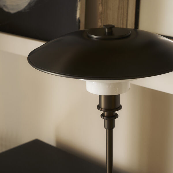 PH 3/2 bordlampe, aged brass/opal glass, Louis Poulsen