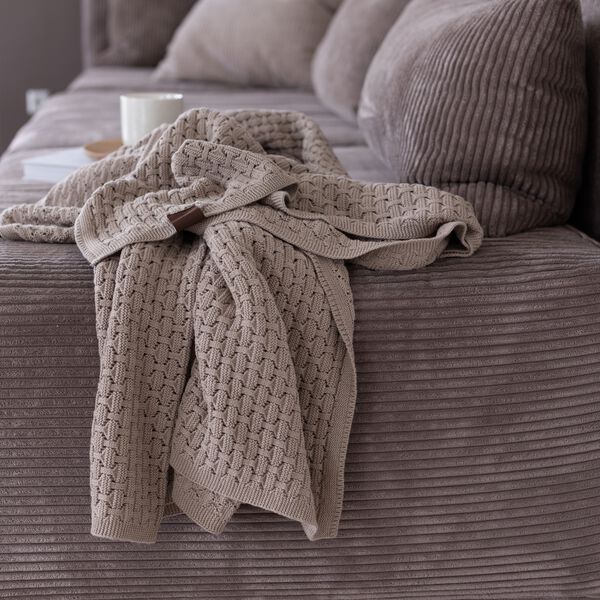 Strikket Plaid Square, khaki Strikket Plaid Square, khaki, By LOHN