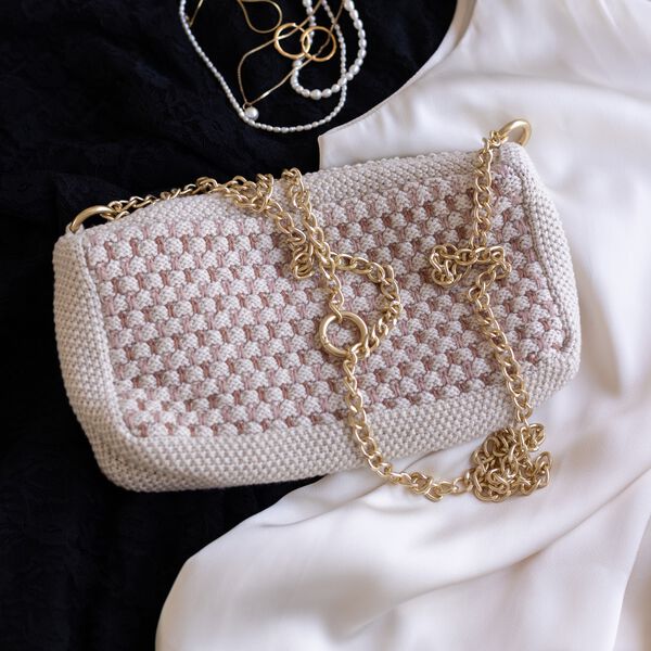 Strikket Clutch Kæde Multi, beige-rose-brown Strikket Clutch Kæde Multi, beige-rose-brown, By LOHN