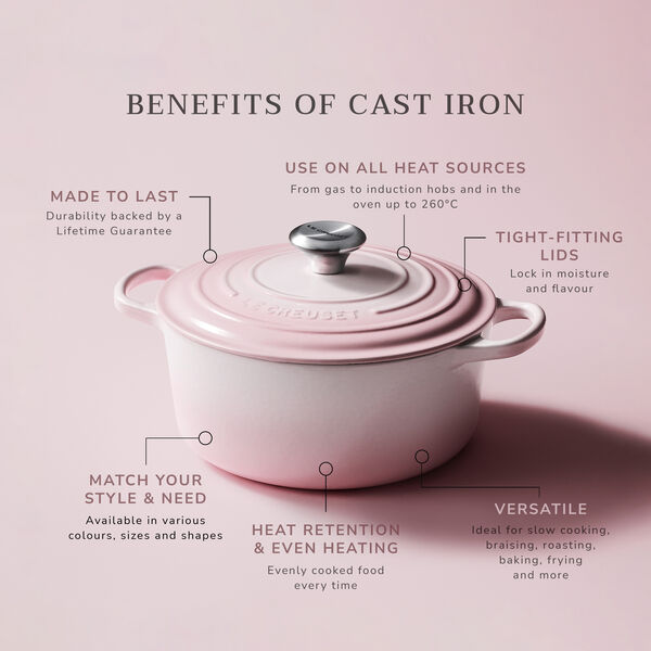Signature rund st&oslash;bejernsgryde &Oslash; 20 cm, shell pink, Le Creuset