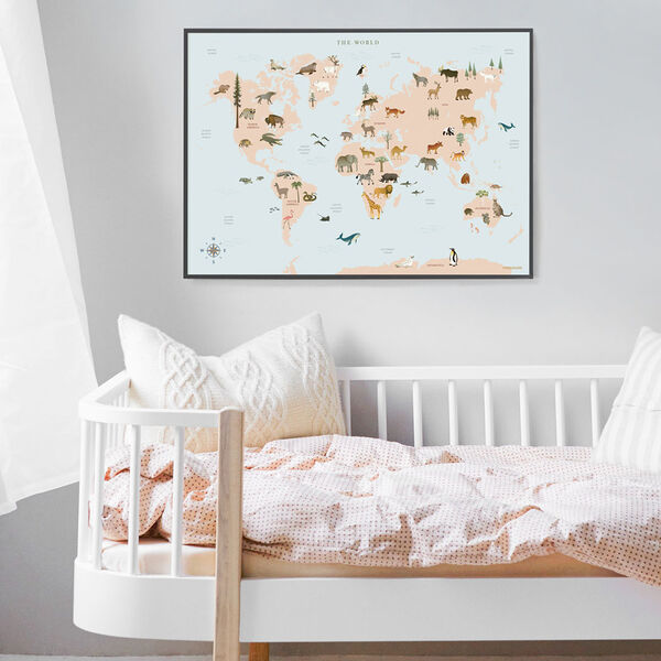 Verdenskort med dyr plakat, ViSSEVASSE