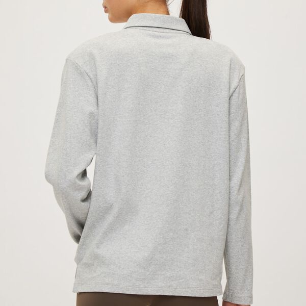 Rib Polo LS Elevate, grey melange, Rethinkit