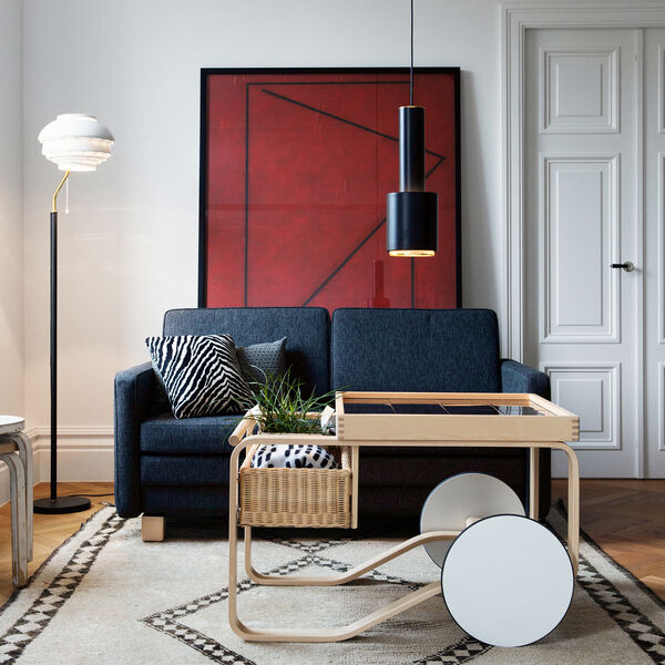 Pendant Light A110 &ldquo;Hand Grenade&rdquo;, black/brass-plated, Artek