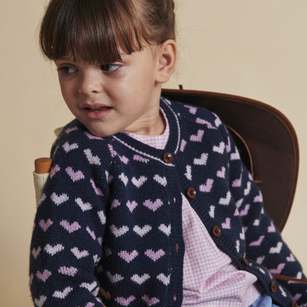 Merino Heart Cardigan, navy/bubblegum comb., Copenhagen Colors Organics