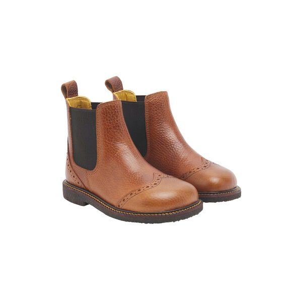 Chelsea st&oslash;vle med brogue hulm&oslash;nster, medium brown, ANGULUS