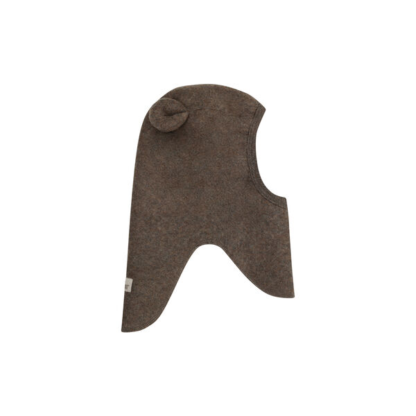 Balaclava Ears Wool Fleece, brown melange, HUTTEliHUT