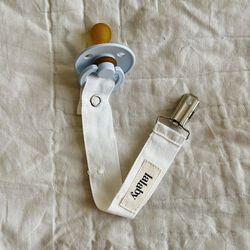 Pacifier Clip, white dot, Lalaby