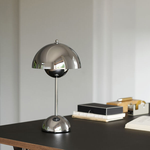 Flowerpot VP9 Portable Table Lamp, chrome-plated, &Tradition