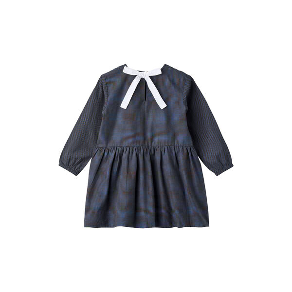 Checkered Dress w. Backside Bow, brown/blue check comb., Copenhagen Colors Organics