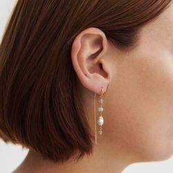 Mellow Blue Earchains, forgyldt, Pernille Corydon Jewellery