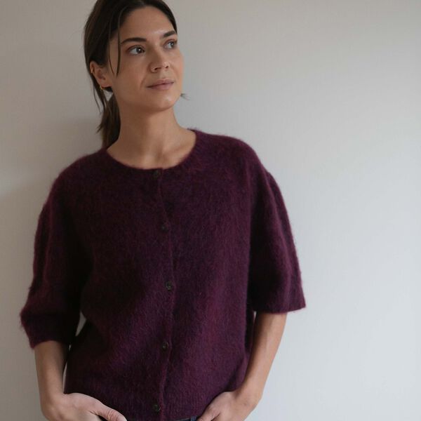 SIGNE HAIRY CARDIGAN, burgundy, Studio Feder