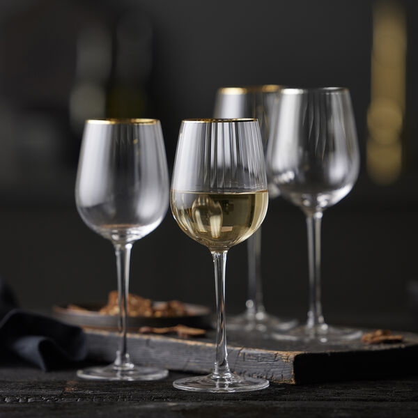 Palermo Gold hvidvinsglas 4 stk., Lyngby Glas