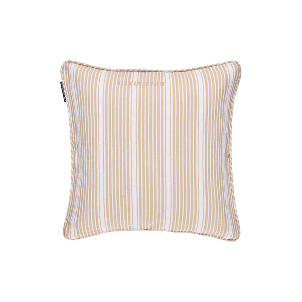 Icons Classic Striped Organic Cotton Twill Pillow Cover, beige/white, Lexington