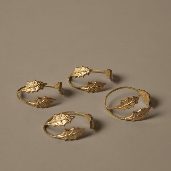 Holly Leaf Napkin Rings 4 stk., brass, Ferm Living
