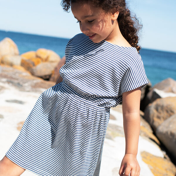 Beach Dress Stripe, navy/offwhite, Serendipity