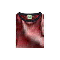 Rib Blouse, ecru/dark navy/signal red, FUB