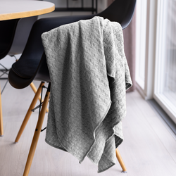 Strikket Plaid Wave | Med Grey Melange, By LOHN