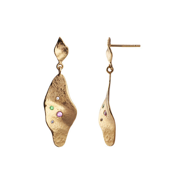 Dangling Ile De L'Amour Earring with Stones Single, gold, Stine A Jewelry
