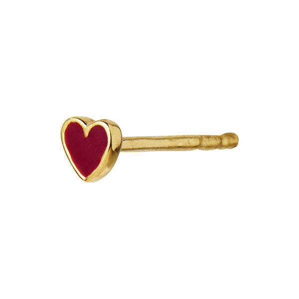 Petit Love Heart Burgundy Enamel Single, gold, Stine A Jewelry