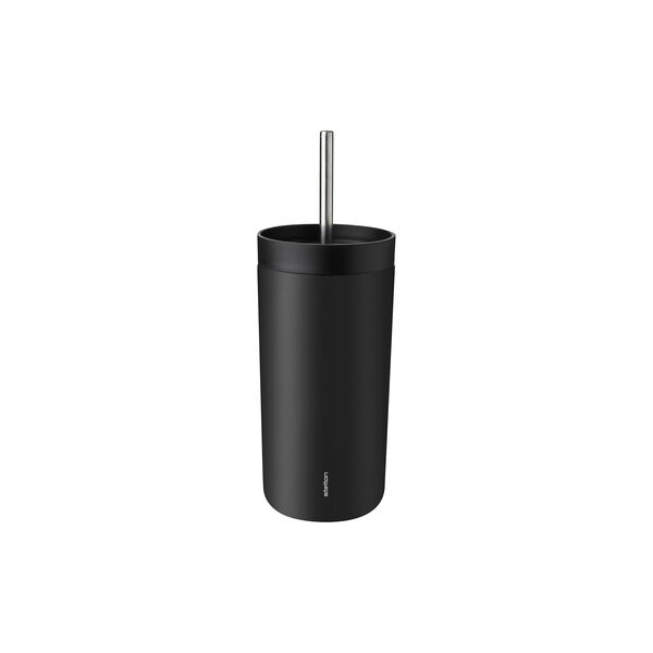 To Go Sip termokop med sugerør, soft black, Stelton