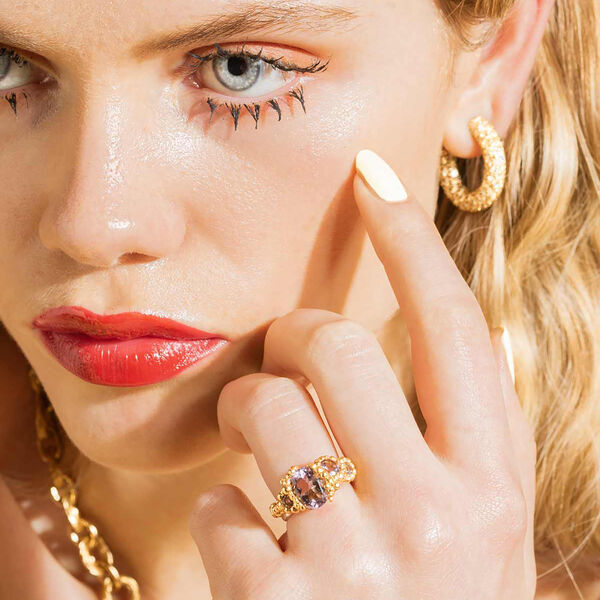 MOONLIT SECRET RING, forgyldt/lyselilla, House of Vincent