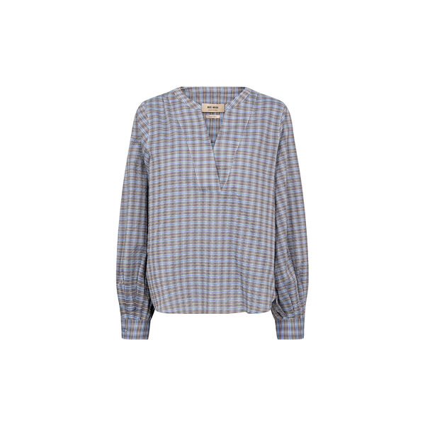 MMYen Check Blouse, ultramarine, MOS MOSH