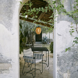 Tropique Dining Chair with Fringes, Leslie Stripe Limonta 20/classic black, GUBI