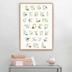 Alfabet Bl&aring; dansk plakat, ViSSEVASSE