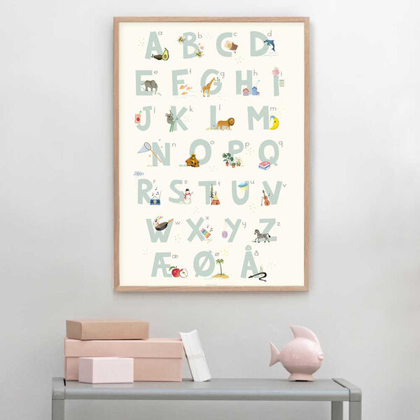 Alfabet Bl&aring; dansk plakat, ViSSEVASSE