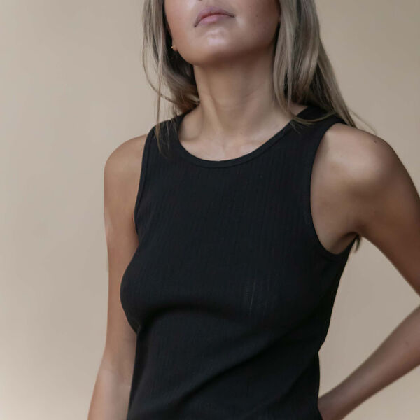 Irene pointelle top, black, Studio Feder