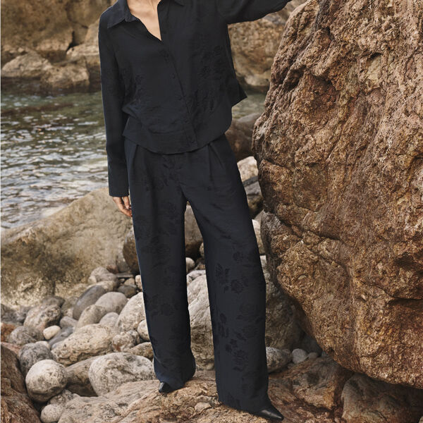 CathleenPW Pants, dark navy flower jaquard, Part Two