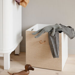 3 Wood opbevaringskasser, hvid/eg, Oliver Furniture