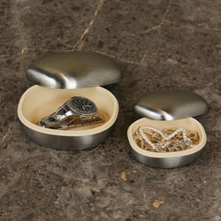 Superellipse Smykkeskrin Lille, b&oslash;rstet st&aring;l, Piet Hein