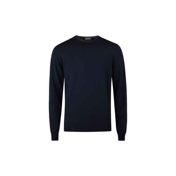 Pullover Knitted Crew Neck With Patch Merino Wool, navy, Stenstr&ouml;ms